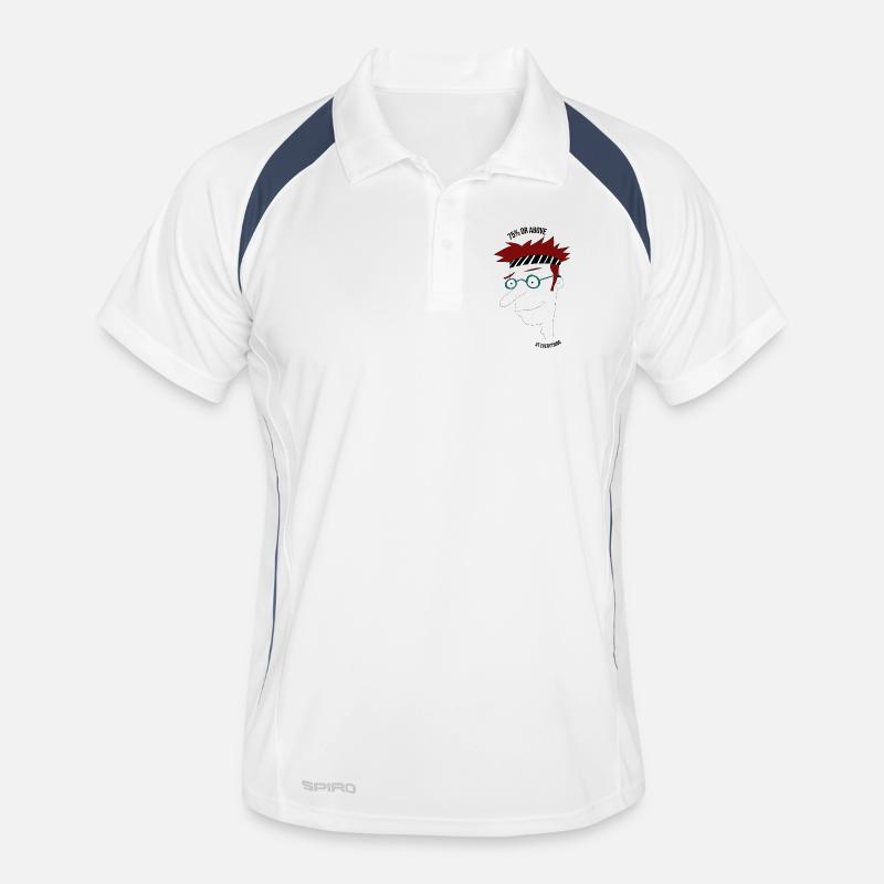 75 % oder mehr in allem, Mann - Männer Polo atmungsaktiv - Weiß/Navy