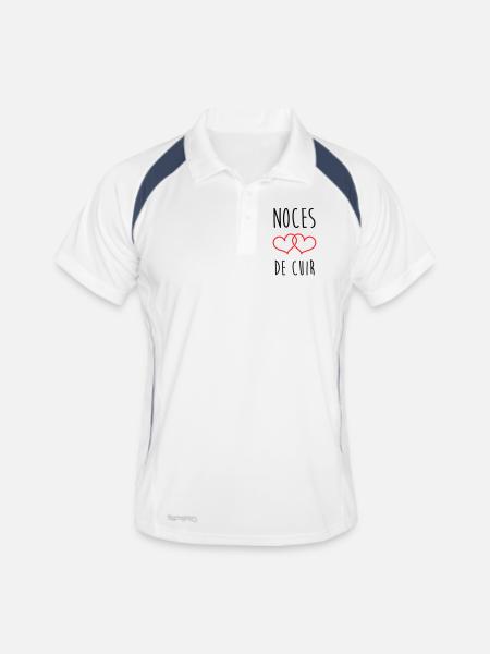Lederhochzeit 2 Jahre Liebe - Männer Polo atmungsaktiv - Weiß/Navy - Vorne