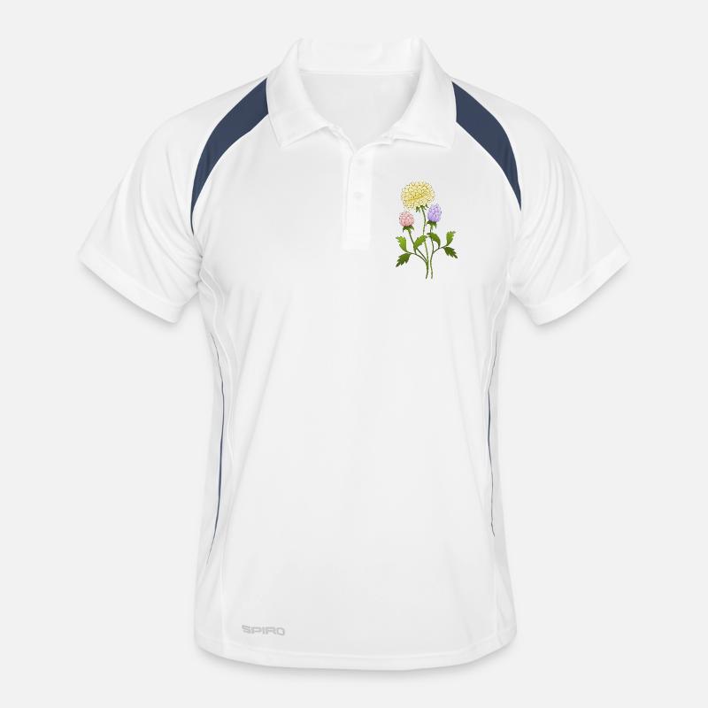 Blumen - Männer Polo atmungsaktiv - Weiß/Navy