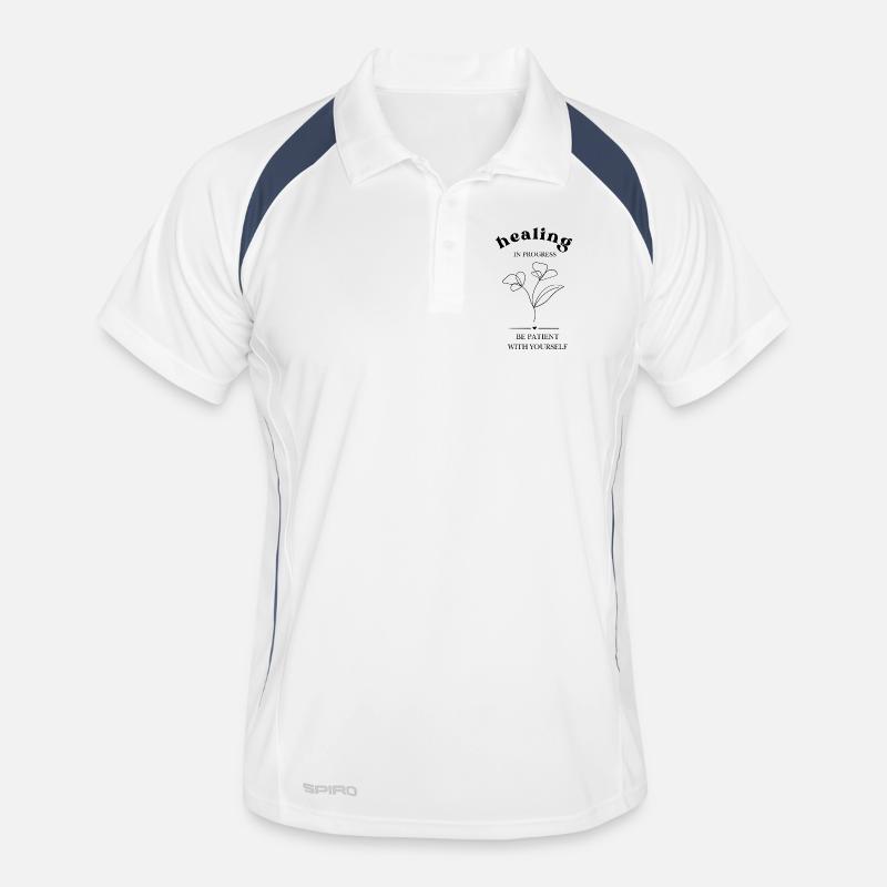 Filigrane Blumensilhouette healing Männer Polo atmungsaktiv