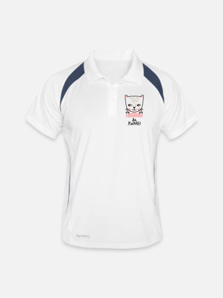 be aware - Männer Polo atmungsaktiv - Weiß/Navy