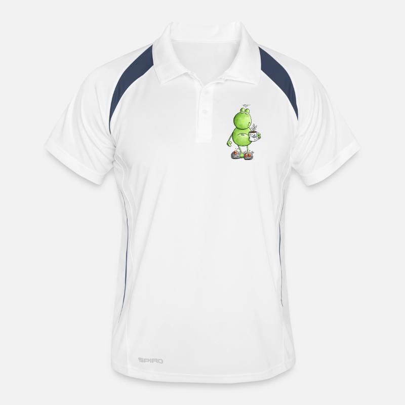 Tired morning grouch frog I overslept I coffee Men's Polo breathable