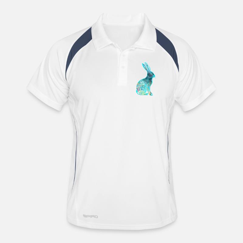 Colorful Easter Bunny Rabbit Watercolor Men's Polo breathable