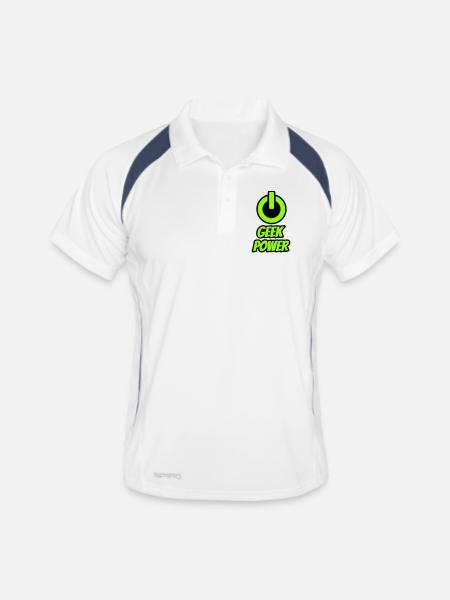 Geek power - Polo respirant Homme - blanc/marine - Devant