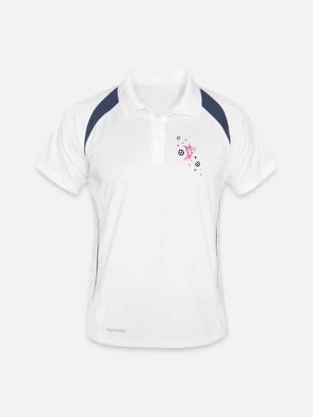 Schmetterling Blumen Sterne Ornament - Männer Polo atmungsaktiv - Weiß/Navy - Vorne