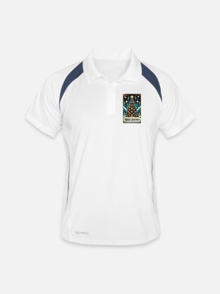 Sapin de Noël vintage étoilé - Polo respirant Homme - blanc/marine - Devant