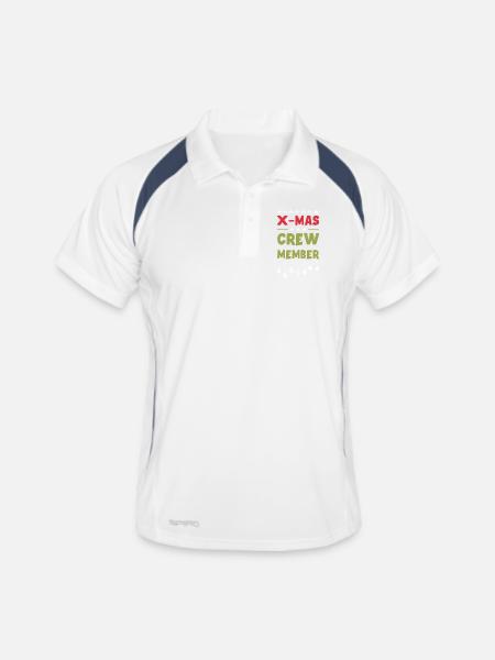 X-Mas Crew Mitglied - Männer Polo atmungsaktiv - Weiß/Navy - Vorne