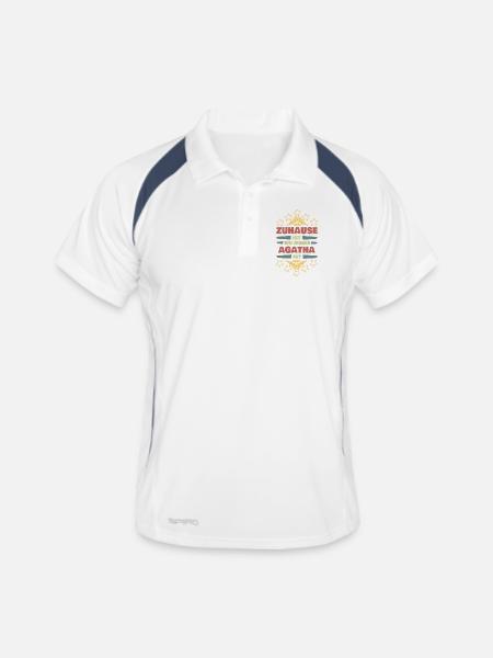 Geschenk für Agatha - Männer Polo atmungsaktiv - Weiß/Navy - Vorne