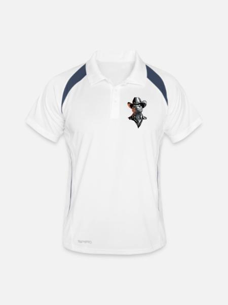Cowboy-Schildkröte Mit Hut Und Anzug - Männer Polo atmungsaktiv - Weiß/Navy - Vorne
