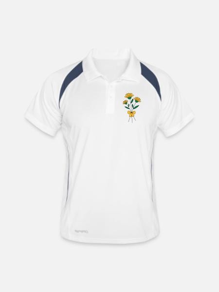 Blumenstrauss dreifarbig - Männer Polo atmungsaktiv - Weiß/Navy - Vorne