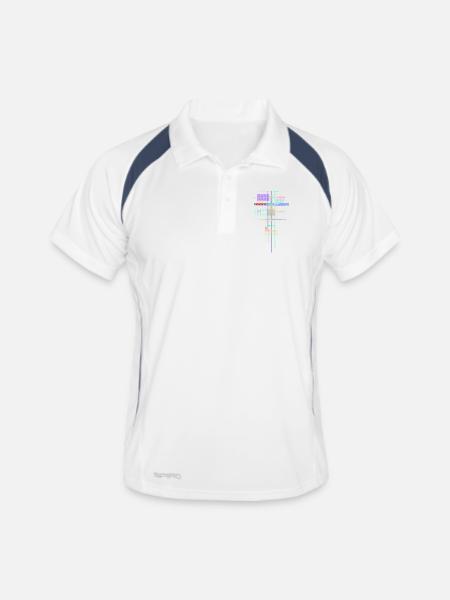 Motif Abstrait - Architecture de l’espace - Polo respirant Homme - blanc/marine - Devant