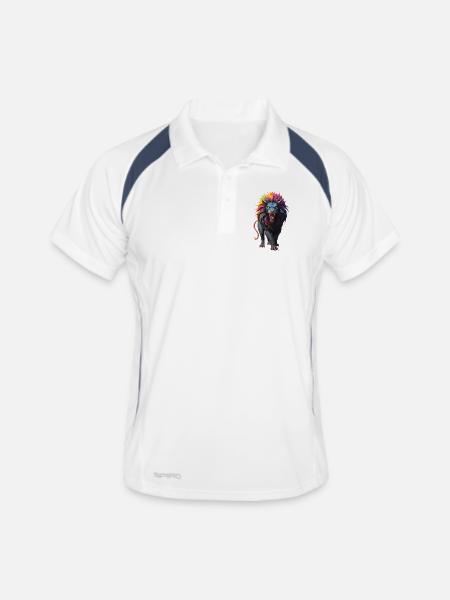 Multicolored Lion - Men's Polo breathable - white/navy - Front