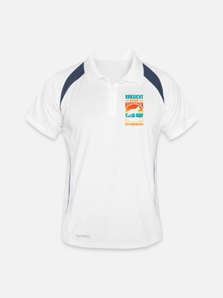 Schäferhund Geschenke Hund Herrchen Gassi - Männer Polo atmungsaktiv - Weiß/Navy - Vorne