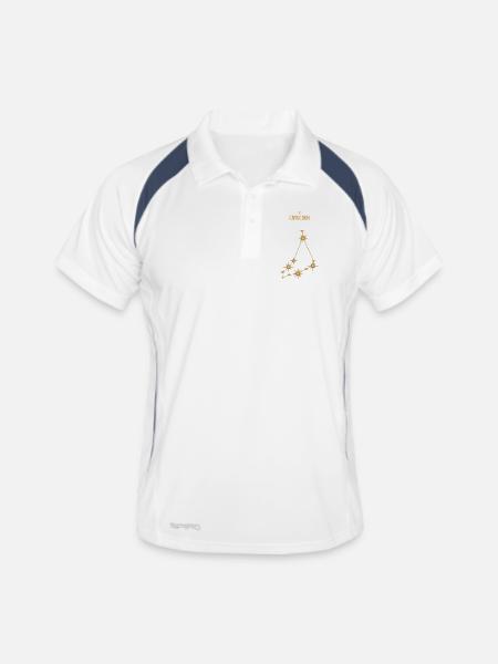 Capricorne Signe du zodiaque Constellation d’étoiles Doré - Polo respirant Homme - blanc/marine - Devant