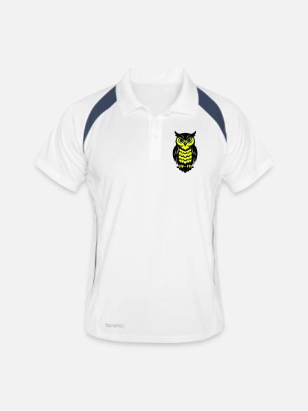 Pop Art Eulen Design - Männer Polo atmungsaktiv - Weiß/Navy - Vorne