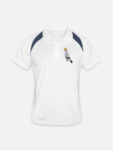 Pigeon Construction Helmet – Minimal Illustration - Männer Polo atmungsaktiv - Weiß/Navy - Vorne