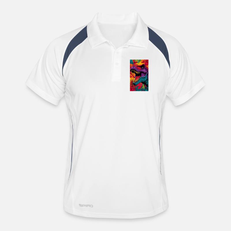 Dinosaurier - Männer Polo atmungsaktiv - Weiß/Navy