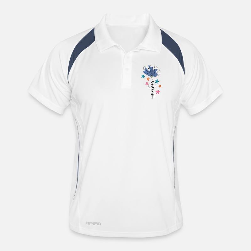 Maman – Conception 🌸💙 de fleurs Polo respirant Homme