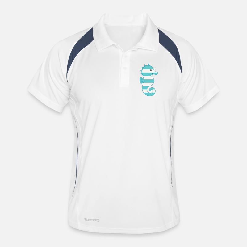 Hippocampe turquoise rayé Polo respirant Homme