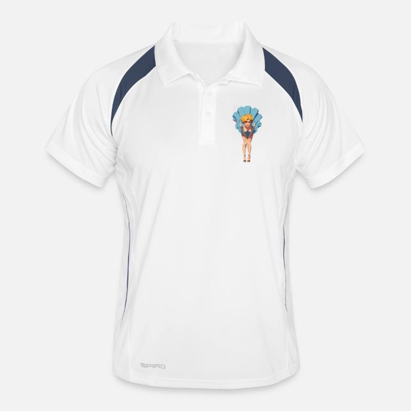 Pin-up-Mädchen mit aufblasendem Sommerkleid Männer Polo atmungsaktiv