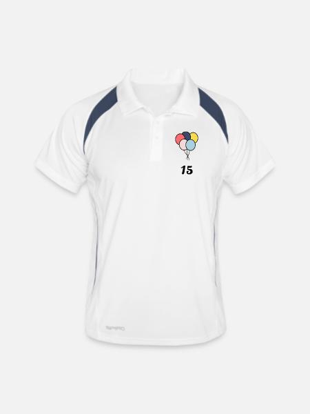 15. 15 ANS. 15e ANNIVERSAIRE. ANNIVERSAIRE 15 ANS. - Polo respirant Homme - blanc/marine - Devant