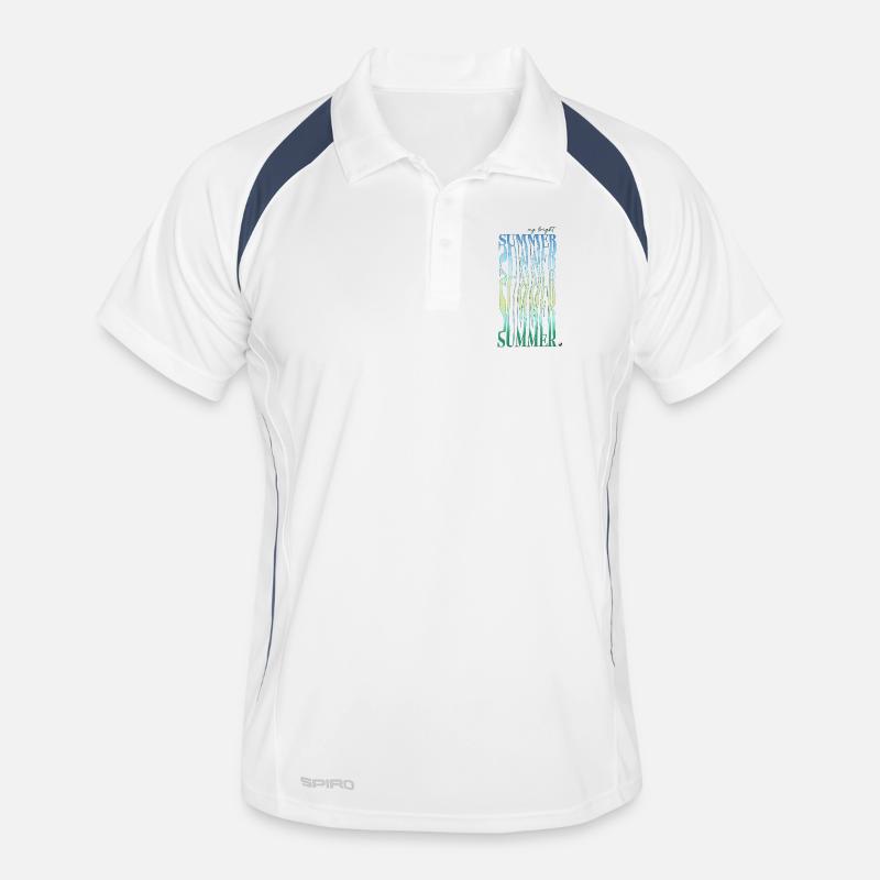 Letter illustration with gradient - Men's Polo breathable - white/navy