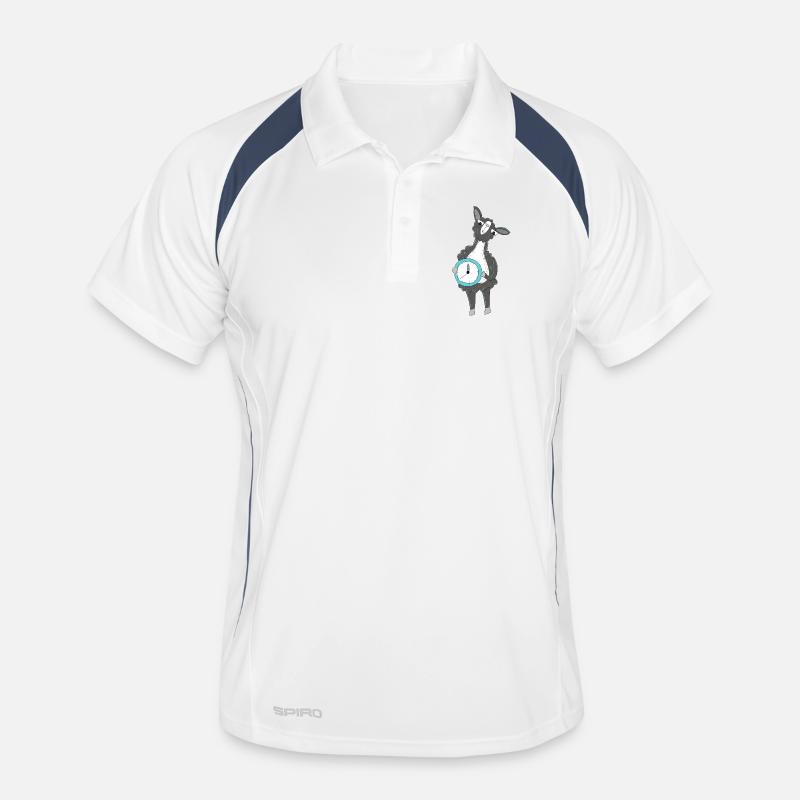 Llama with Clock - Men's Polo breathable - white/navy