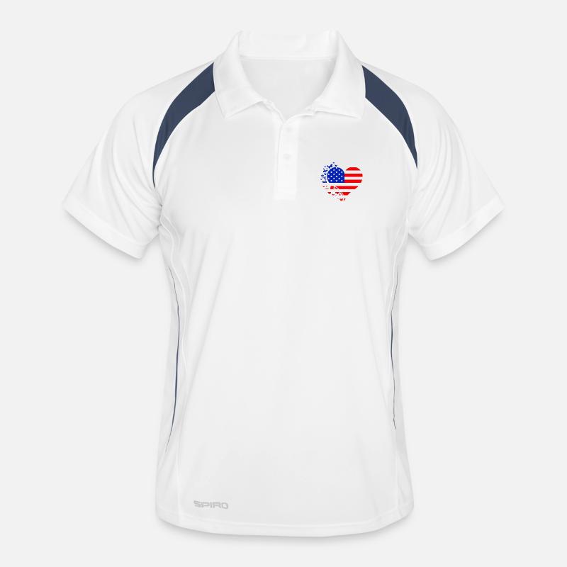 Coeur Drapeau US  Polo respirant Homme