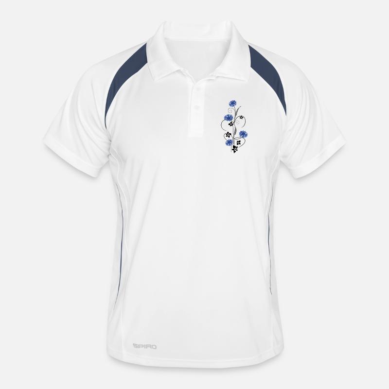 Cornflowers with flowers and grasses Men's Polo breathable