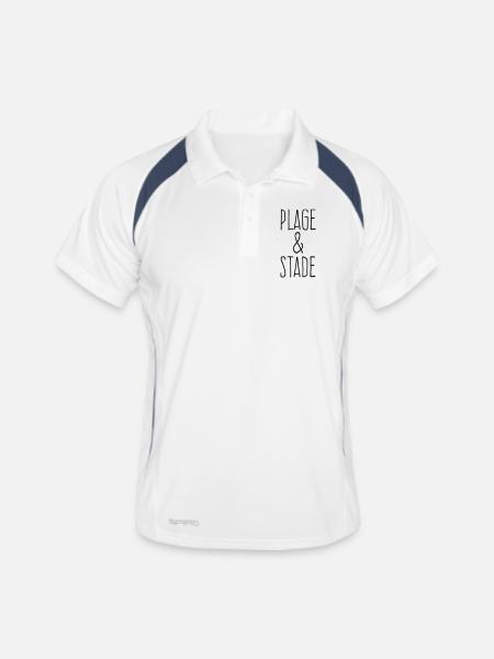 Plage et stade - Polo respirant Homme - blanc/marine - Devant