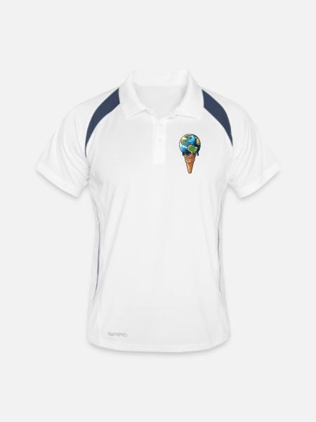 La terre fond - Polo respirant Homme - blanc/marine
