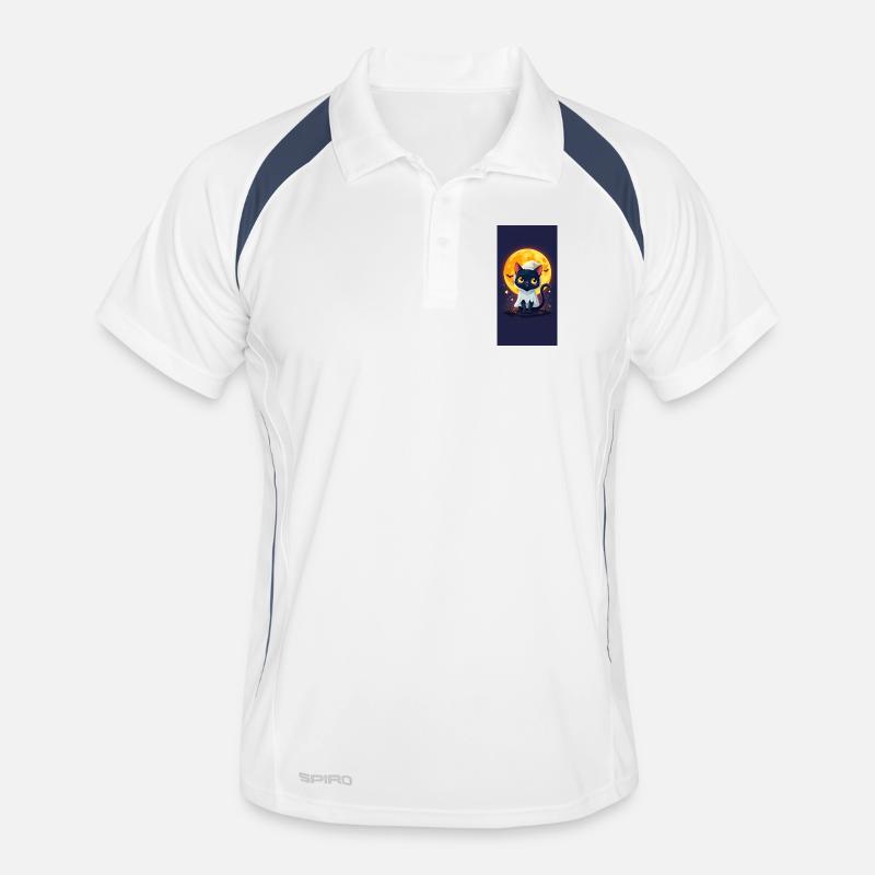 Moonlight Cat in Ghost Cloak - Men's Polo breathable - white/navy