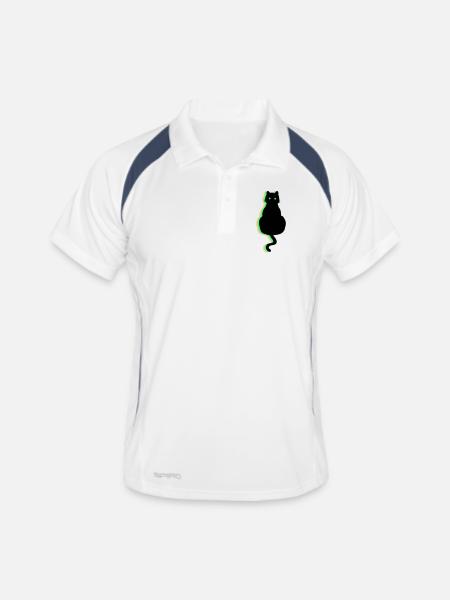 Chat néon - Polo respirant Homme - blanc/marine