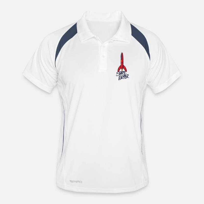 SCRITTORE SPAZIALE - parliamo - Polo traspirante per uomo - bianco/navy