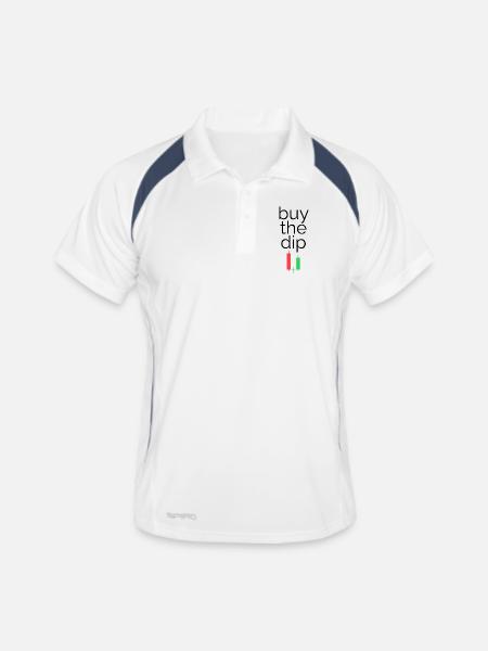 Buy the dip - Für alle Finance Bros - Männer Polo atmungsaktiv - Weiß/Navy - Vorne