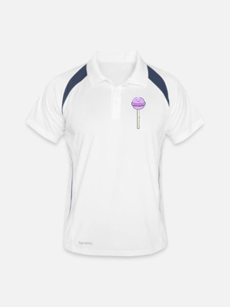 Cute Lollipop with Saying Funny Cartoon Design - Men's Polo breathable - white/navy - Front