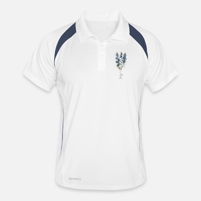 Design floral bleu et blanc Polo respirant Homme