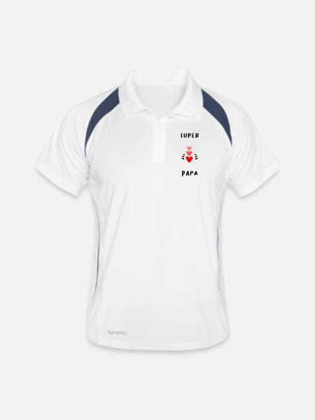 PAPA. FÊTE DES PÈRES. BONNE FÊTE PAPA. BONNE FÊTE. - Polo respirant Homme - blanc/marine - Devant