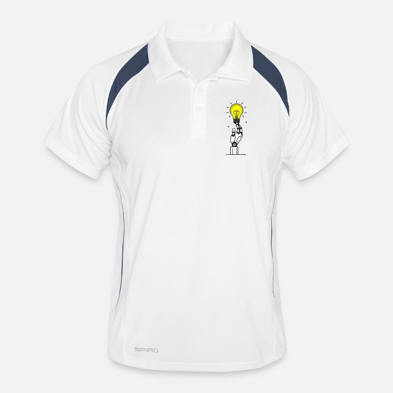 Robot Hand with Yellow Light Bulb Inspiration Men's Polo breathable