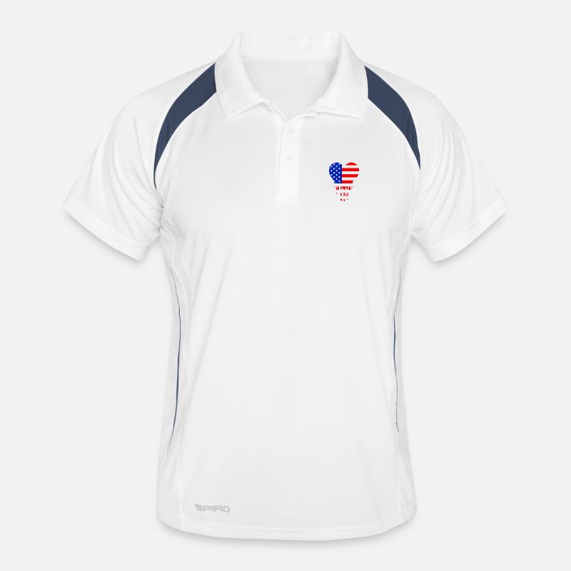 Red Blue American Flag Heart Men's Polo breathable