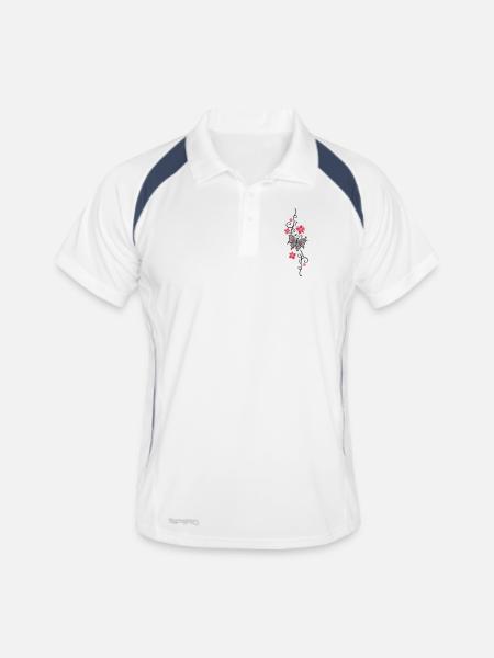 Vrille floral papillon fleurs d'été fleurs - Polo respirant Homme - blanc/marine - Devant