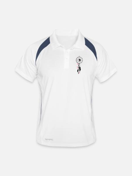 Dreamcatcher aux plumes, aux flûtes - Polo respirant Homme - blanc/marine - Devant