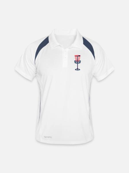 Disc Golf Basket Disc Disc Target - Men's Polo breathable - white/navy - Front