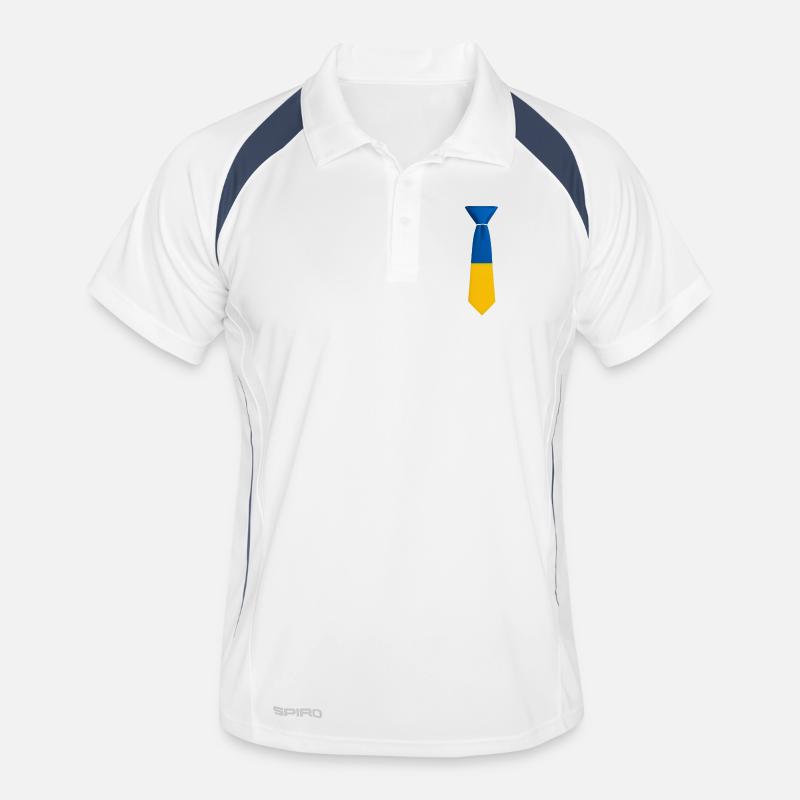 Cravate en blocs de couleur bleu et jaune Polo respirant Homme