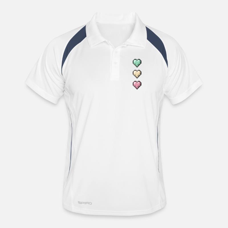 Retro Pixel Art Hearts Stack - Men's Polo breathable - white/navy