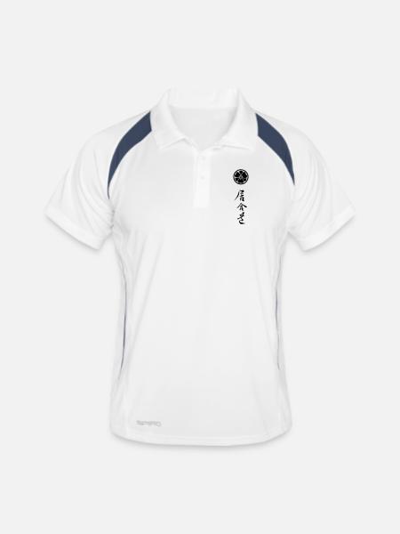 iaido_mit_symbol_02 - Männer Polo atmungsaktiv - Weiß/Navy - Vorne