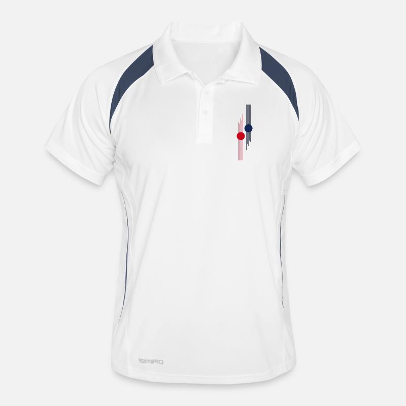Red-Blue Geometric Pulse Men's Polo breathable