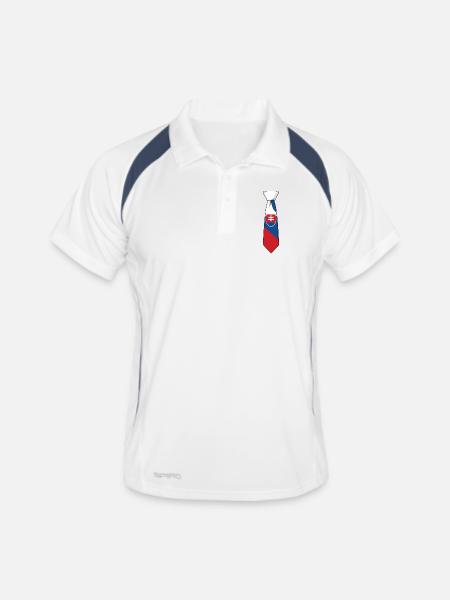 Slovakia Tie – Flaggendesign - Männer Polo atmungsaktiv - Weiß/Navy