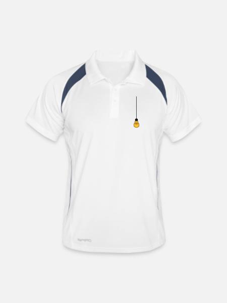 decke oben kabel haengen gluehbirne licht strom id - Männer Polo atmungsaktiv - Weiß/Navy - Vorne