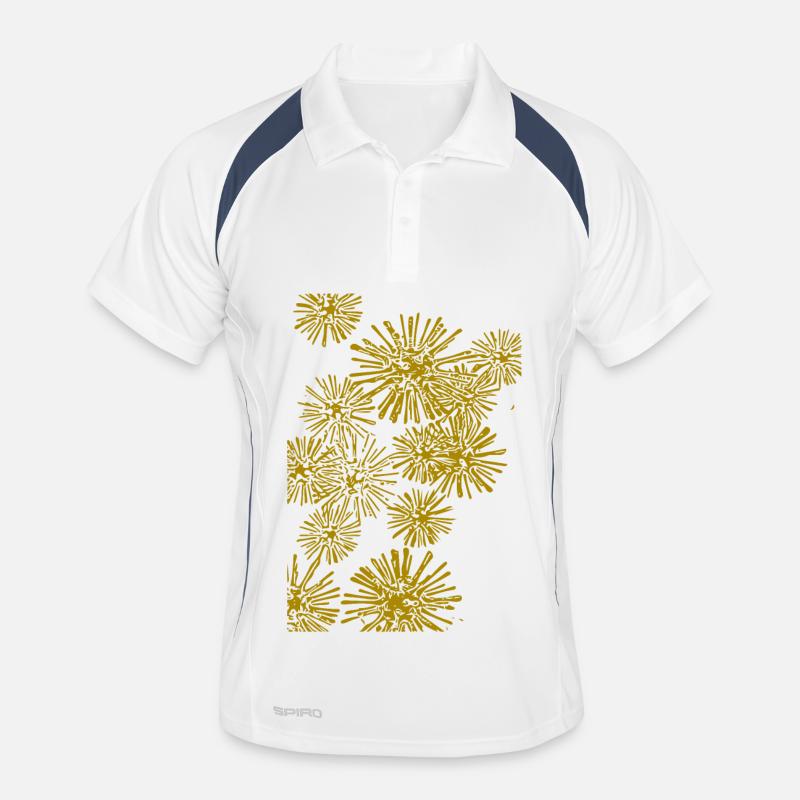 abstraktes Muster Bakterien - Männer Polo atmungsaktiv - Weiß/Navy